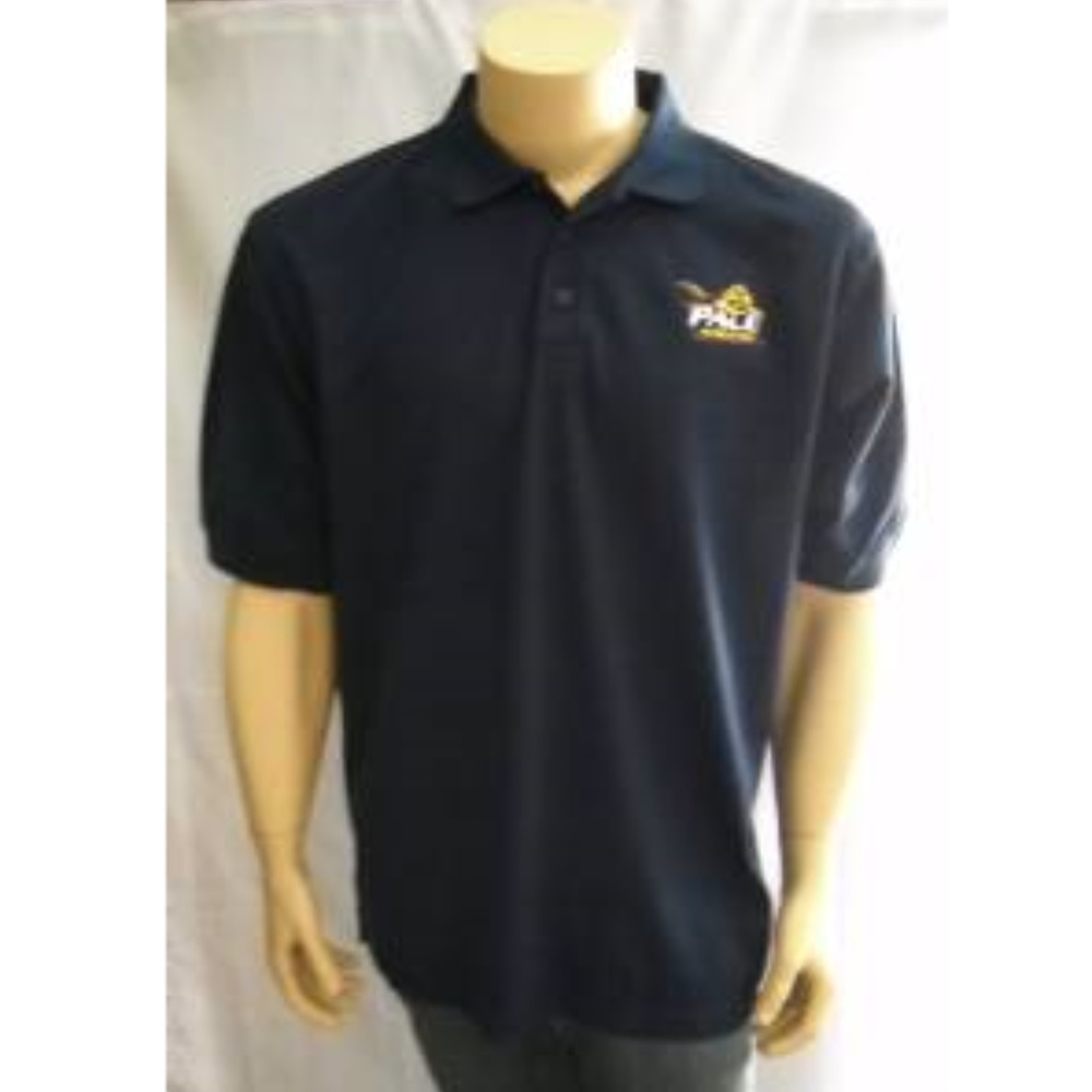 NIKE Pace University ATHLETICS Polo Shirt Dri-Fit Navy Blue Embroidered